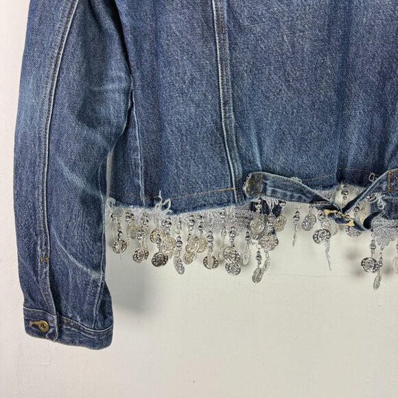 NWT Urban Outfitters Urban Renewal Remade Coin Trim Denim Jacket Medium/Large - Picture 10 of 12